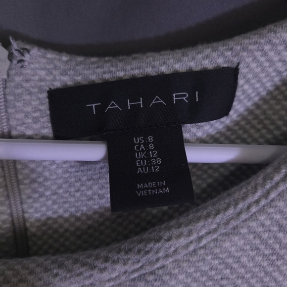 Tahari‎ 3/4 Sleeve Sheath Dress Gray Size 8 Stretch Knit Business Casual Modest - Picture 4 of 6